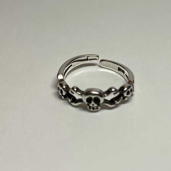 New adjustable sterling silver ring skeletonskull - Picture 2 of 8